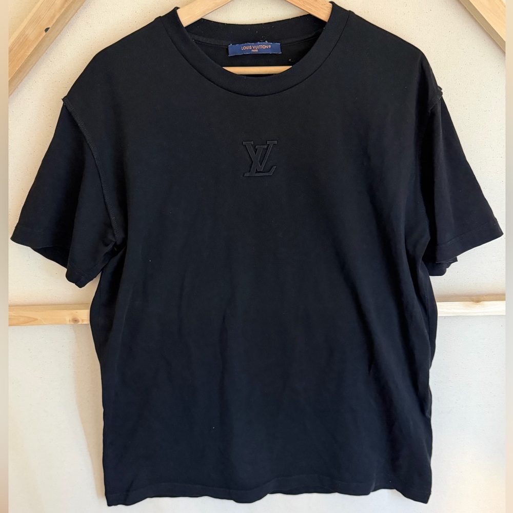 Louis Vuitton Black Tonal Embroidered LV Tee